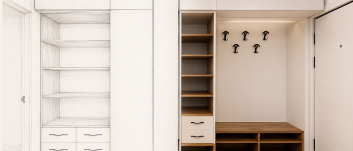 transformare schita in realitate - hol apartament mic, Craiova